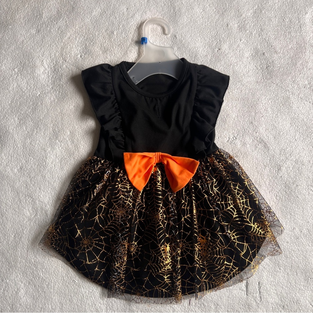 Adorable Halloween Dress for Small Dogs-Orange&Black with Leash Opening